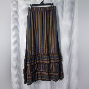 Boho 3- Tiered Maxi Skirt w/ Pockets, NTN. BY LAKHAY